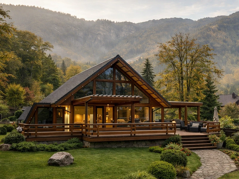 Soleta Aquarius — a substantial timber-and-glass family residence set against a mountain backdrop